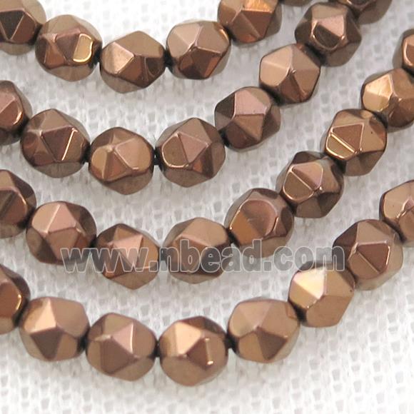 Brown Hematite Beads Cut Round Electroplated