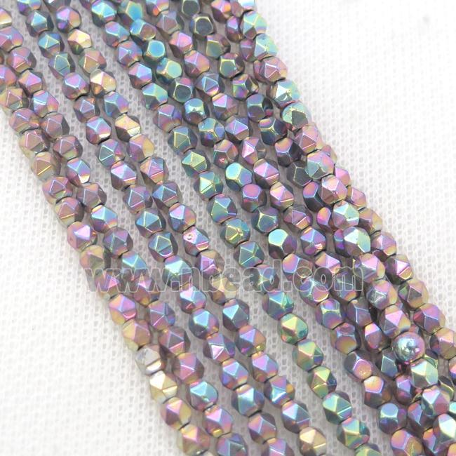 Multicolor Hematite Beads Cut Round Electroplated