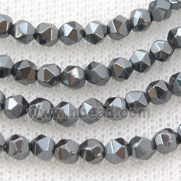 Black Hematite Beads Cut Round