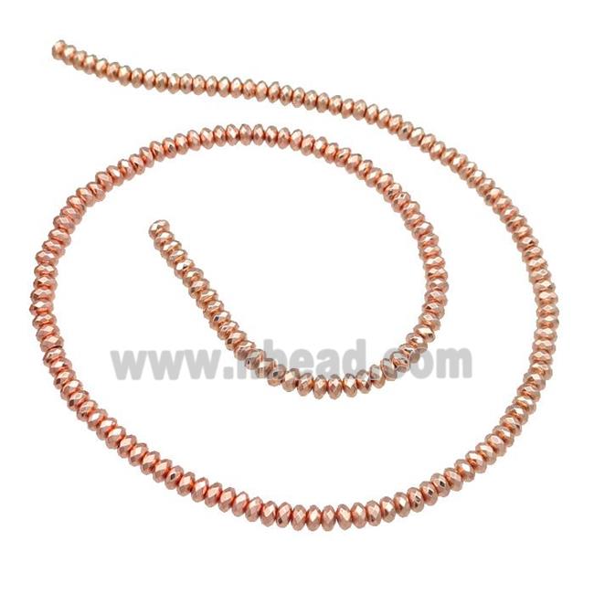 Hematite Beads Faceted Rondelle Rose Gold