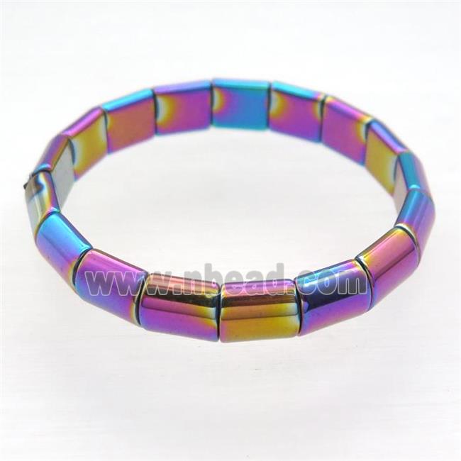 Rainbow Hematite Bracelet Stretchy Electroplated