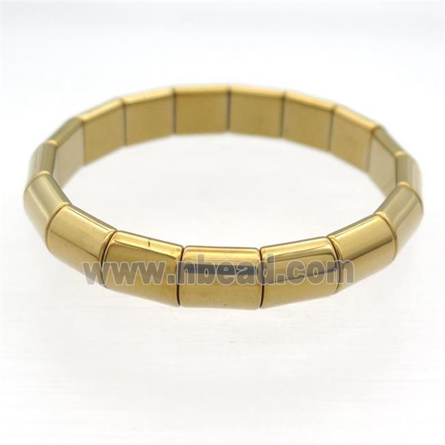 Hematite Bracelet Stretchy Gold Plated