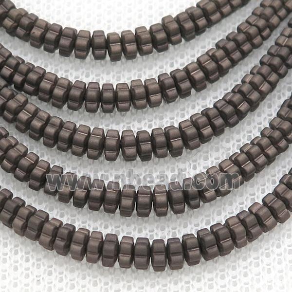 Chocolate Hematite Beads Flower Matte