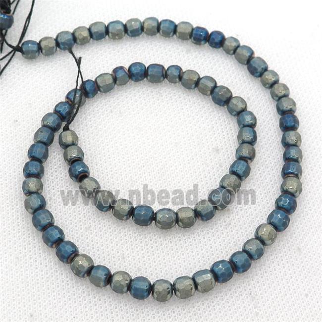 Hematite Beads Faceted Round Blue Green