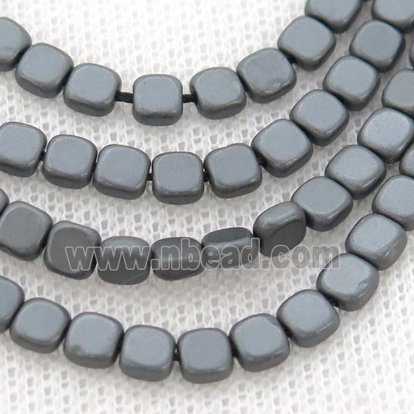 Black Hematite Beads Square Matte