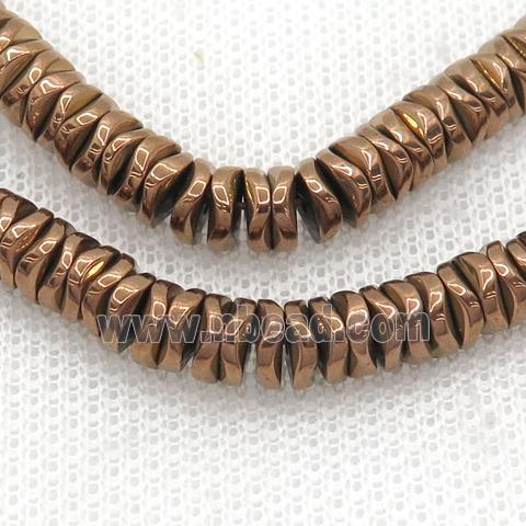 Hematite Heishi Spacer Beads Twist Brown