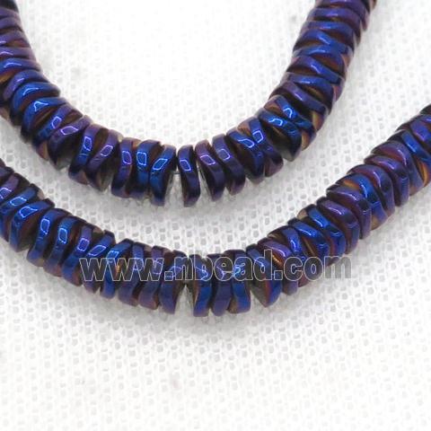 Purple Blue Hematite Heishi Spacer Beads Twist