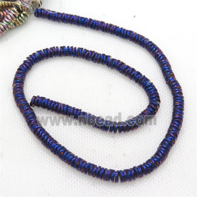 Purple Blue Hematite Heishi Spacer Beads Twist