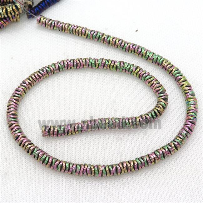 Hematite Heishi Spacer Beads Twist Multicolor Electroplated