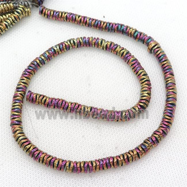 Hematite Heishi Spacer Beads Twist Multicolor Electroplated