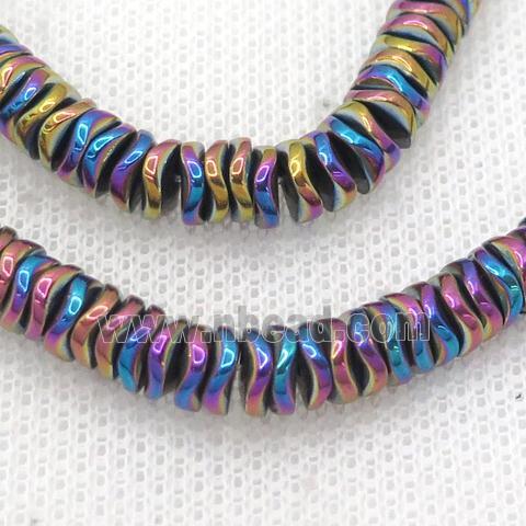 Rainbow Hematite Heishi Spacer Beads Twist