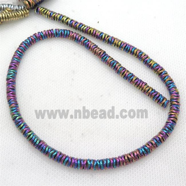 Rainbow Hematite Heishi Spacer Beads Twist