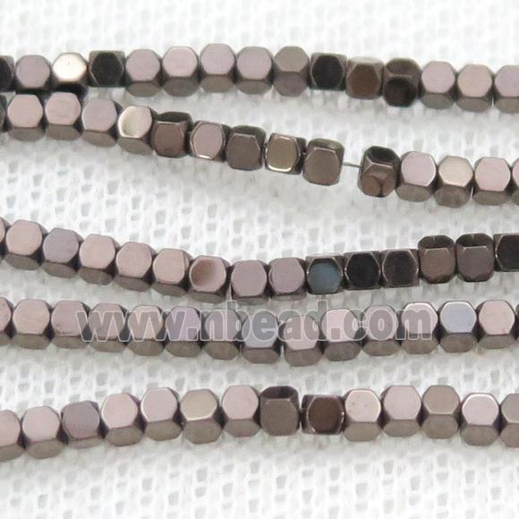 Hematite Beads Faceted Cube Chocolate