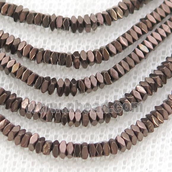 Hematite Spacer Beads Faceted Square Chocolate
