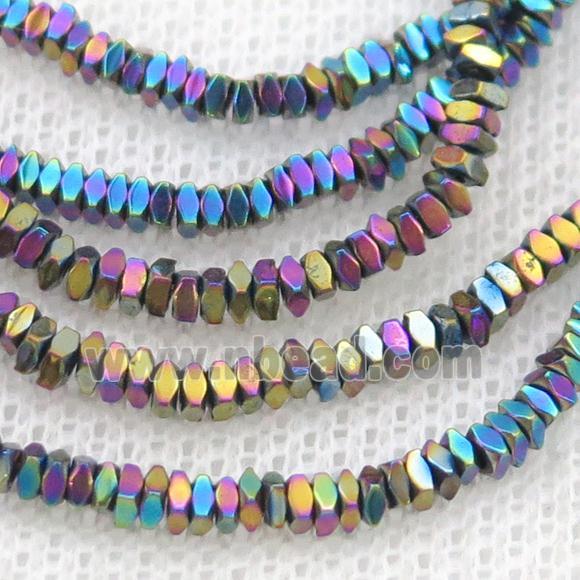 Rainbow Hematite Spacer Beads Faceted Square