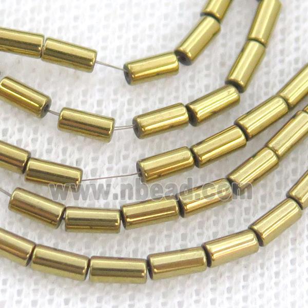 Gold Hematite Tube Beads