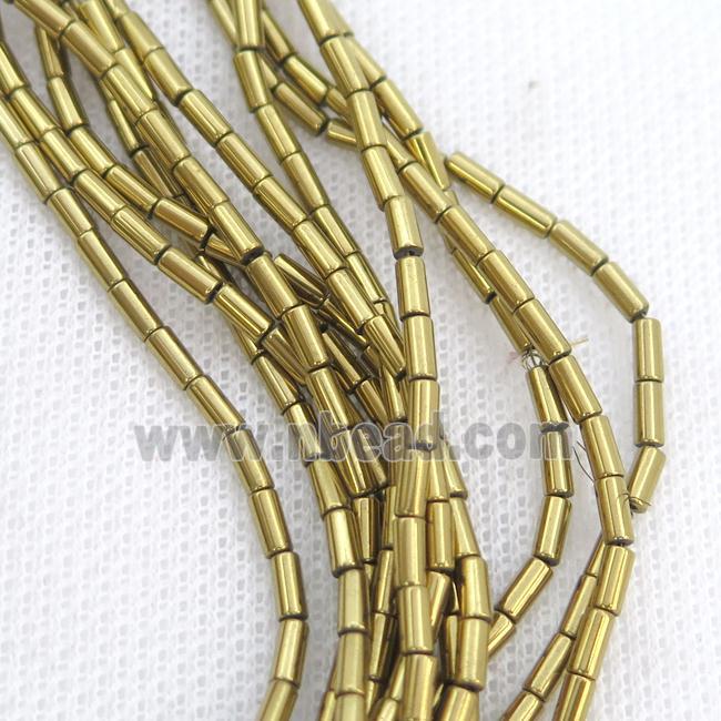 Gold Hematite Tube Beads