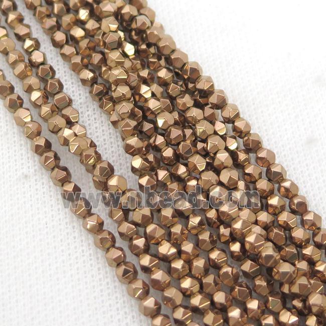 Hematite Beads Cut Round Brown