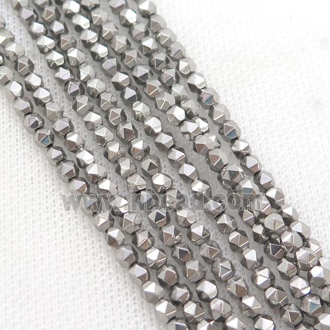 Hematite Beads Cut Round Silver