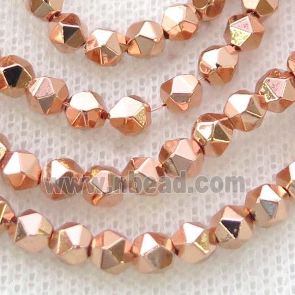 Hematite Beads Cut Round Rose Gold