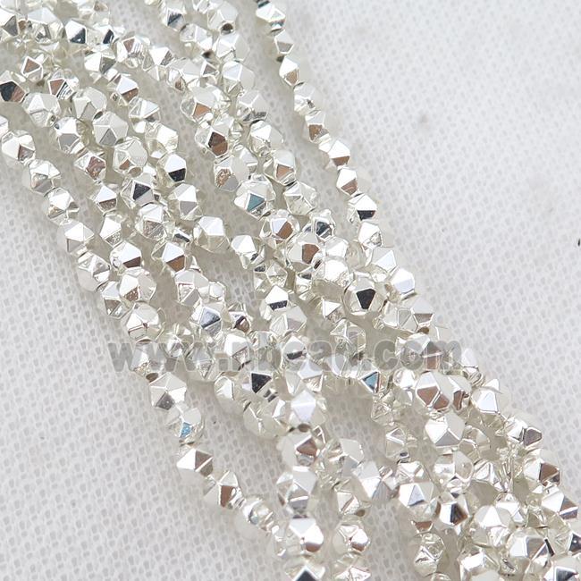 Hematite Beads Cut Round Shiny Silver
