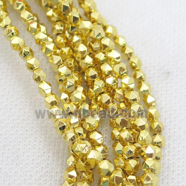 Hematite Beads Cut Round Shiny Gold