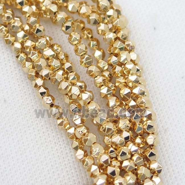 Hematite Beads Cut Round Shiny Lt.Gold