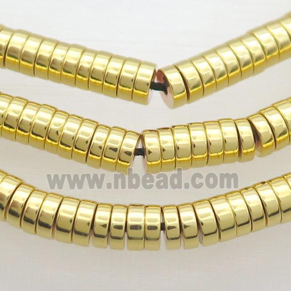 Hematite Beads Heishi Shiny Gold