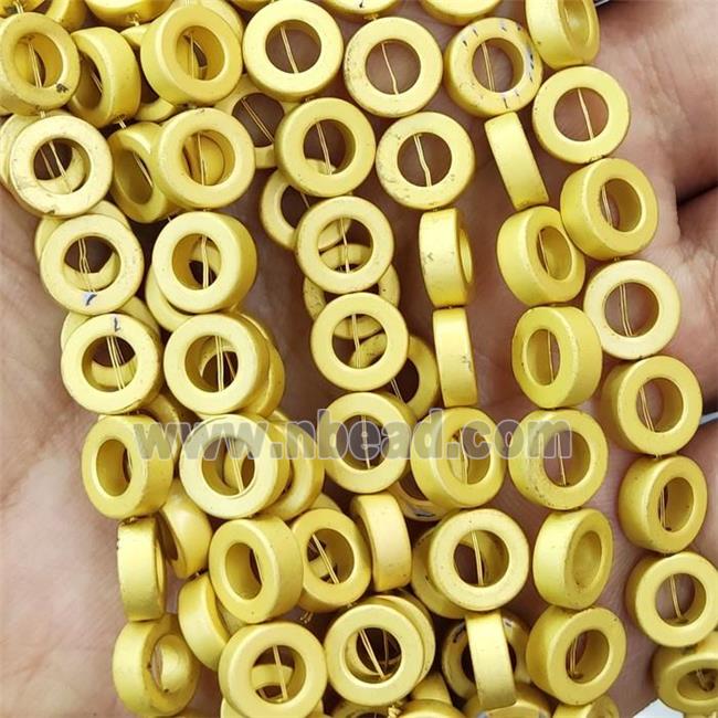 Hematite Ring Beads Circle Shiny Gold Matte