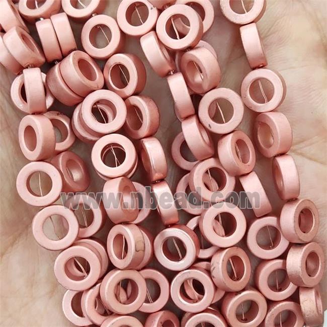 Hematite Ring Beads Circle Rose Gold Matte