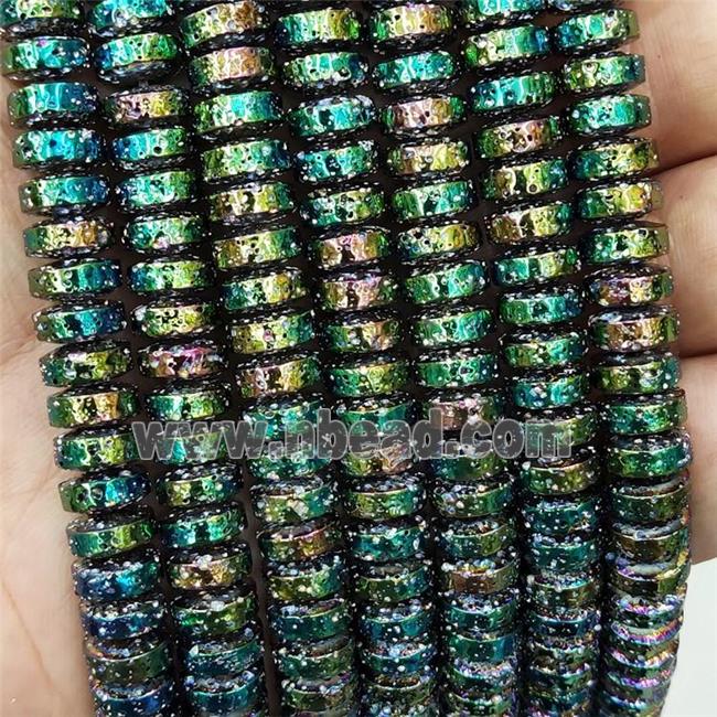 Assembled Lava Beads Heishi Greengold Electroplated