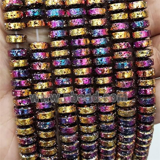 Assembled Lava Beads Heishi Purplegold Electroplated