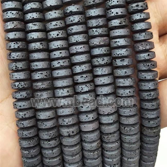 Natural Lava Heishi Beads Assembled Black