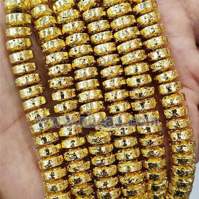 Assembled Lava Beads Heishi Beads Shiny Gold