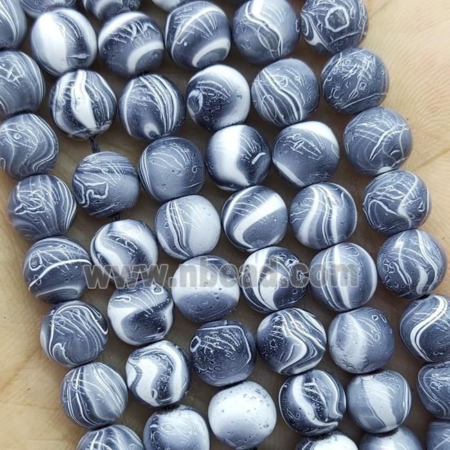 Hematite Beads Smooth Round Gray Lacquered Painted