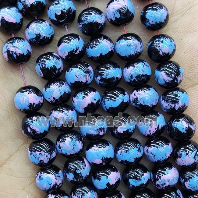 Hematite Beads Smooth Round Blue Lacquered