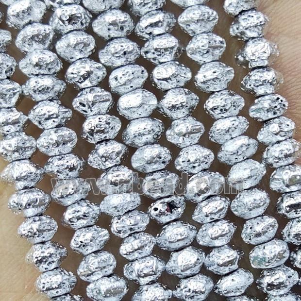 Hematite Rondelle Beads Shiny Silver Electroplated