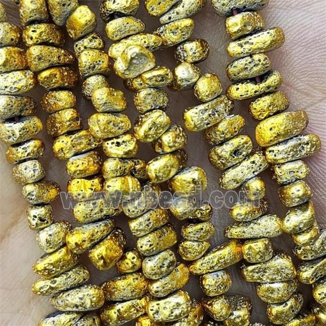 Hematite Beads Freeform Golden Electroplated