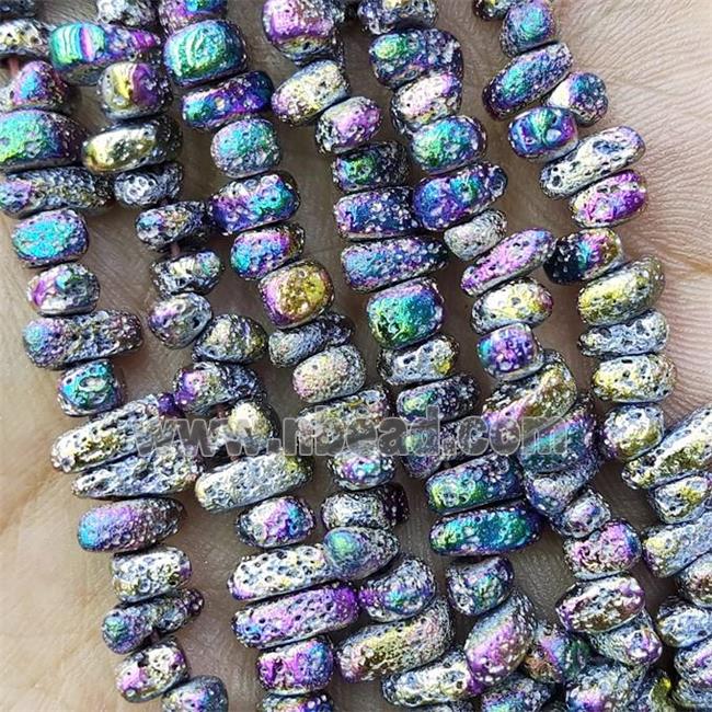 Hematite Beads Freeform Rainbow Electroplated