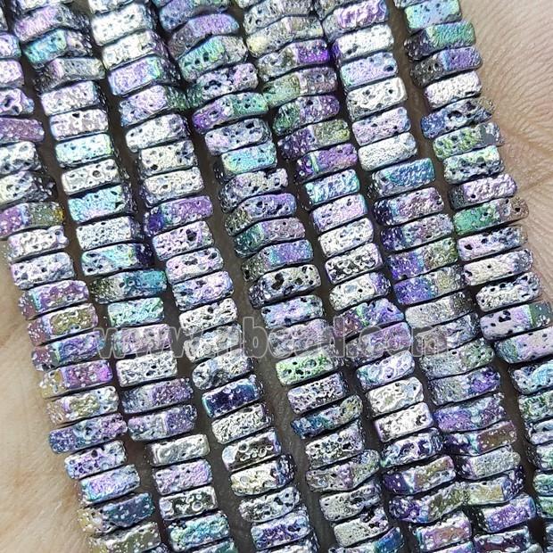 Hematite Beads Square Multicolor Electroplated