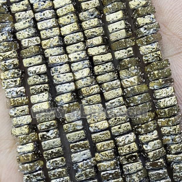 Hematite Beads Square Lt.gold Electroplated