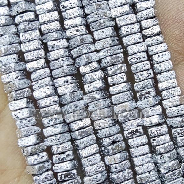 Hematite Beads Square Shiny Silver Electroplated