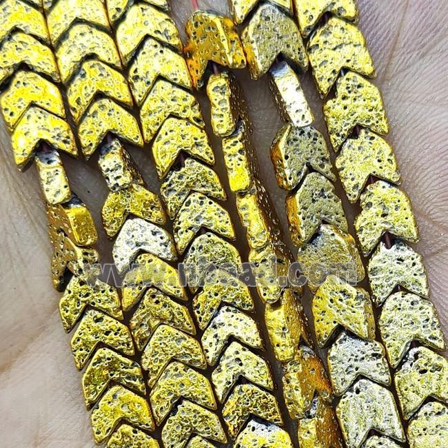 Hematite Chevron Beads V-shape Golden Electroplated