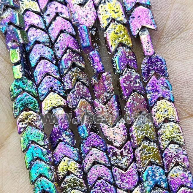 Hematite Chevron Beads V-shape Rainbow Electroplated