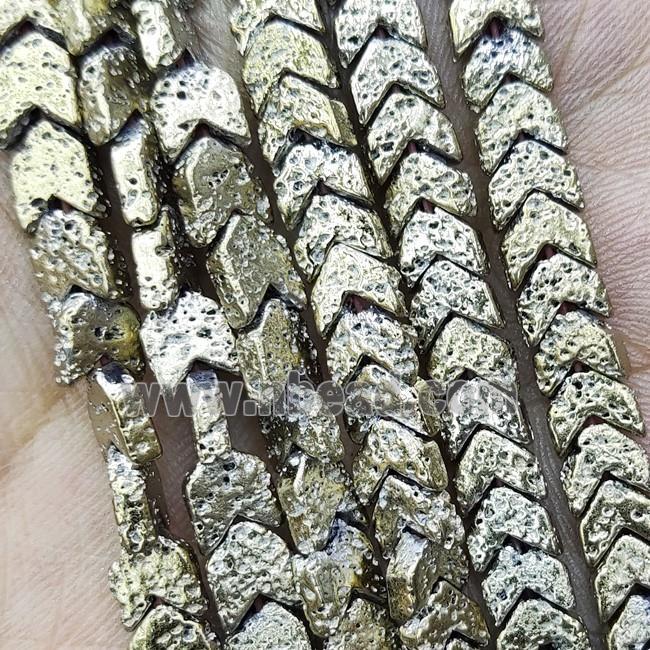 Hematite Chevron Beads V-shape Lt.gold Electroplated