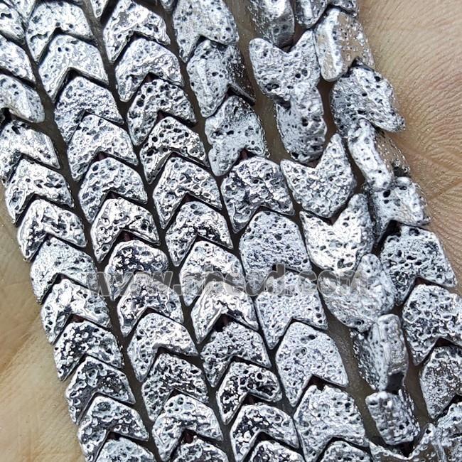 Hematite Chevron Beads V-shape Shiny Silver Electroplated