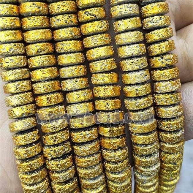 Hematite Heishi Beads Golden Electroplated