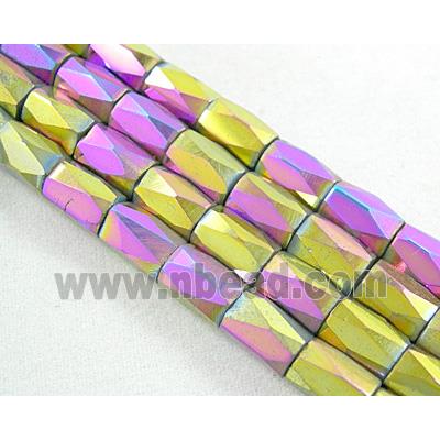 magnetic Hematite Beads, faceted tube, 5-color