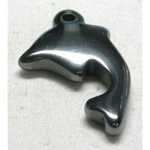 Black Hematite Dolphins Pendant with hole