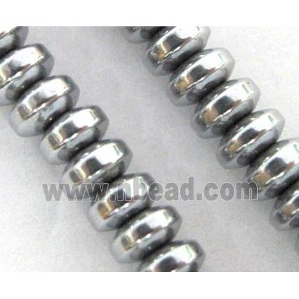 Hematite bead, no-Magnetic, rondelle, platinum plated